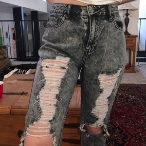 Distressed mom jeans